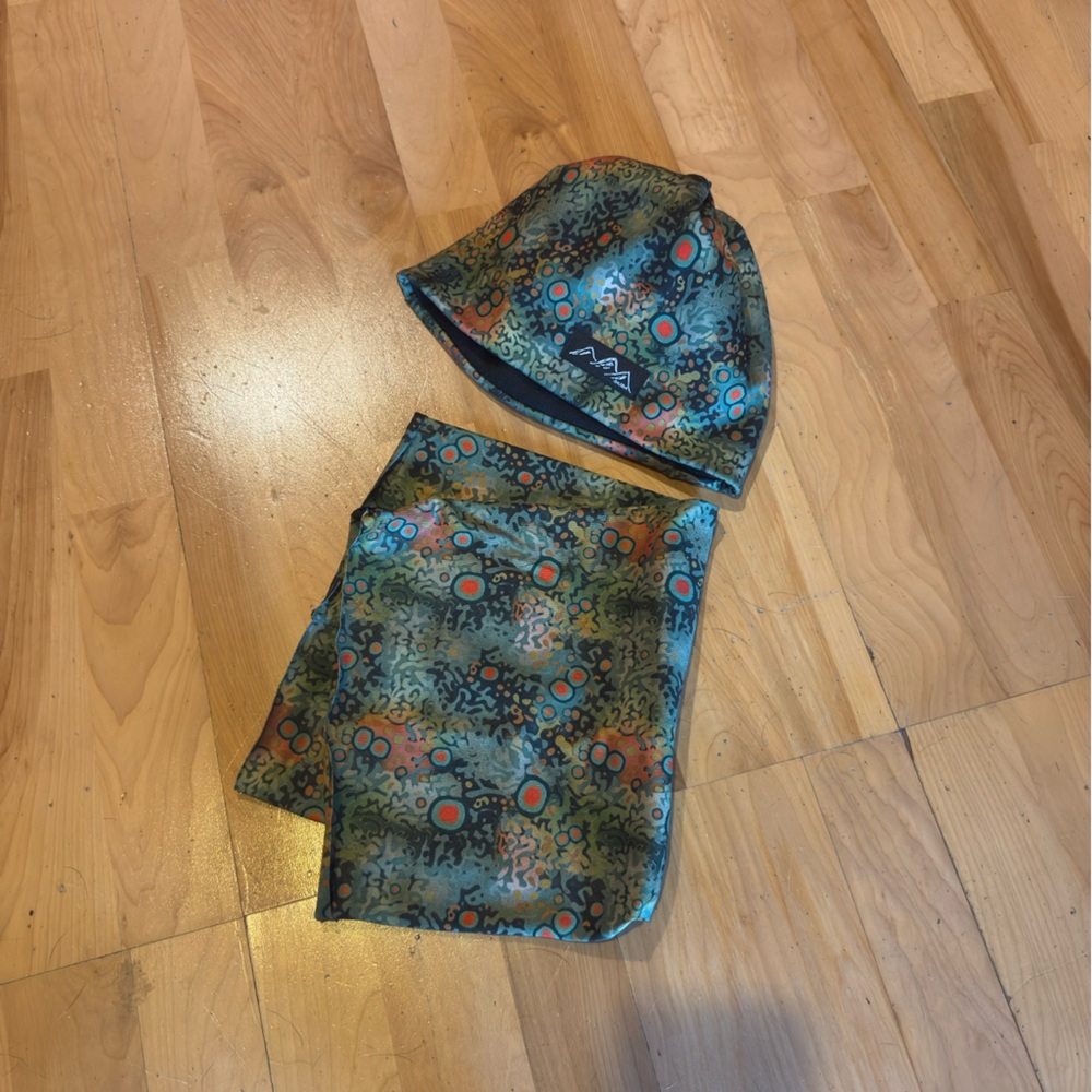 Colorful Patterned Scarf and Hat Set